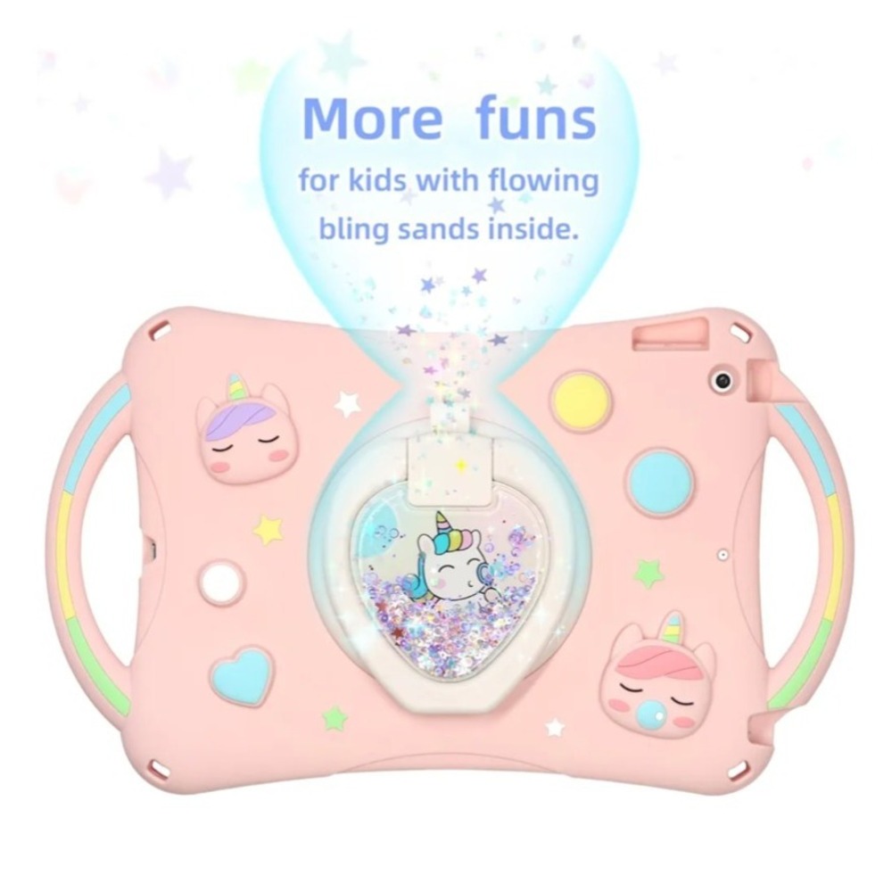 Pink Unicorn iPad Case Cover Kids Shockproof Handle Stand‎ w/ Strap Glitter